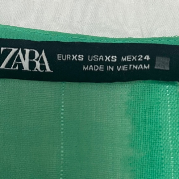 Zara Women’s Sea Foam Green Sheer Blouse / Top, Bishop Sleeves, XS - Picture 8 of 14